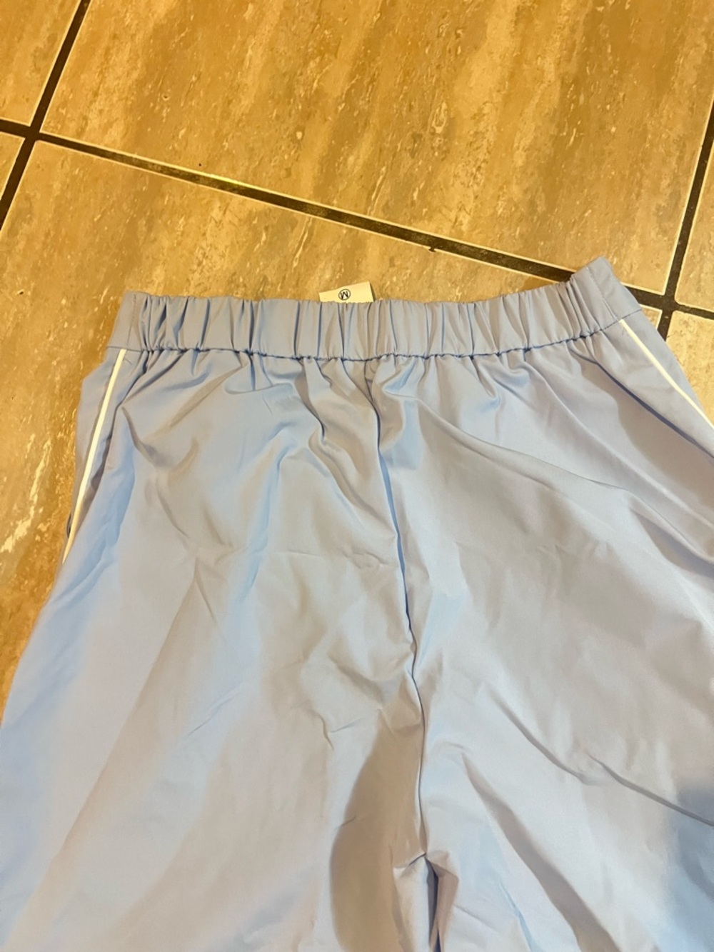 Light Blue Wide Leg Pants with White Piping - Picture 4 of 7